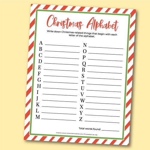 Printable Christmas Alphabet