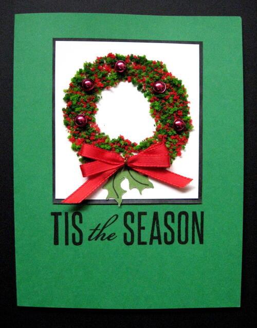 Fluffy Flocked Christmas Wreath Card Fluffy Flocked Christmas Wreath Card
