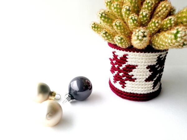 Plant Pot Cozy With Christmas Flowers Plant Pot Cozy With Christmas Flowers