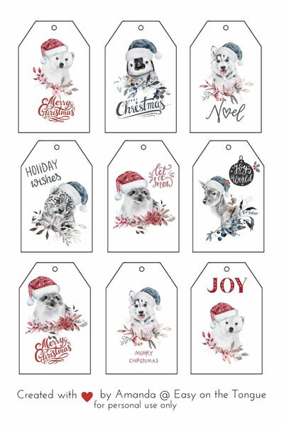 Free Snow Animal Christmas Gift Tags Free Snow Animal Christmas Gift Tags