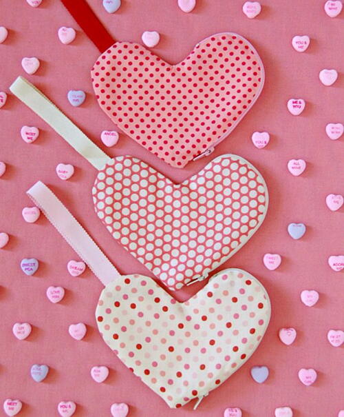 Heart Shaped Zippered Pouches Heart Shaped Zippered Pouches