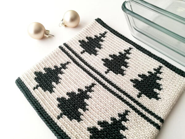 Pot Holder With Christmas Trees Pot Holder With Christmas Trees