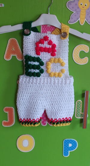 Crochet Alphabets Baby Romper Crochet Alphabets Baby Romper