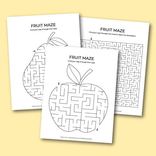 Printable Fruit Mazes Printable Fruit Mazes