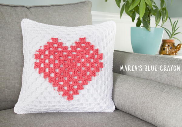 Granny Square Heart Pillow Granny Square Heart Pillow