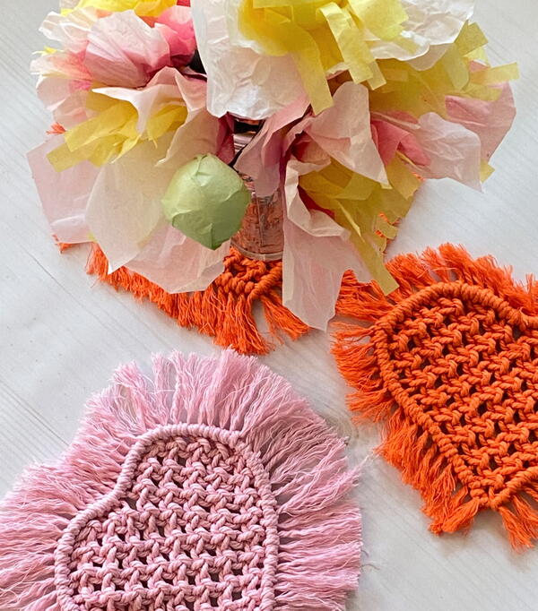 Macramé Heart Coasters