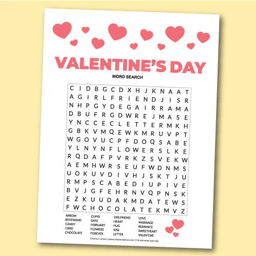 Printable Valentines Day Word Search Printable Valentine’s Day Word Search