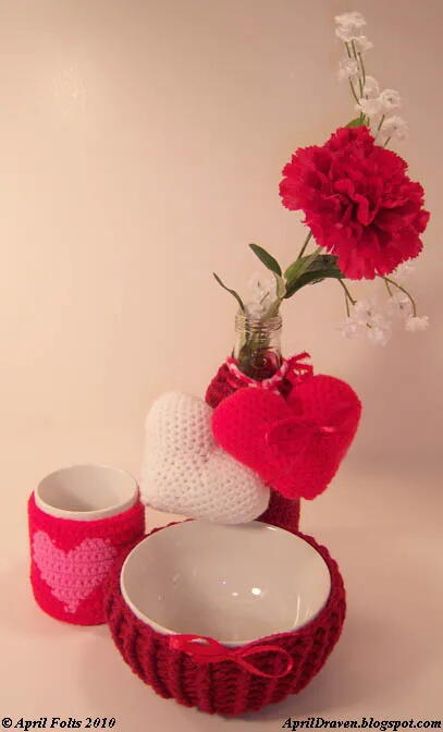 Valentines Crochet Cozy Set Valentines Crochet Cozy Set