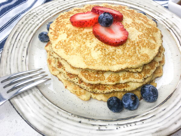 Luscious Cream Cheese Pancakes With Fresh Berries