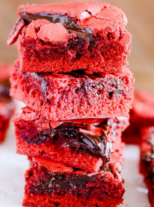Swirled Hot Fudge Red Velvet Brownies Swirled Hot Fudge Red Velvet Brownies