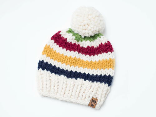 Hudson Bay Stripes Toque Pompom Hat Baby Children Women Chunky Hudson Bay Stripes Toque Pompom Hat Baby Children Women Chunky