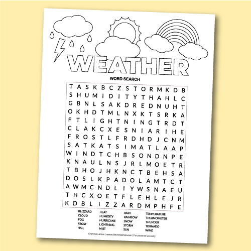 Printable Weather Word Search Printable Weather Word Search