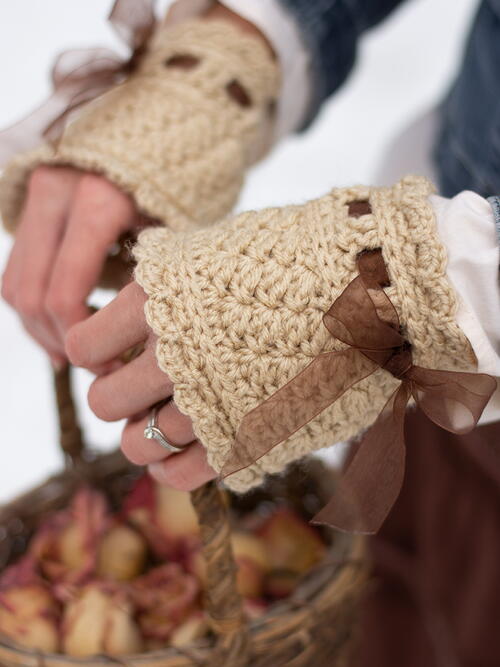 Ribbons and Grace Wristers Crochet Cuffs