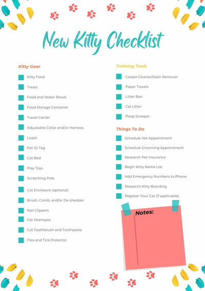 New Pet Checklist New Pet Checklist