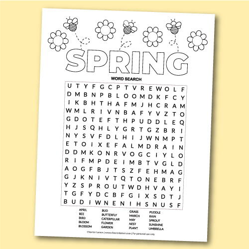 Printable Spring Word Search Puzzle Printable Spring Word Search Puzzle