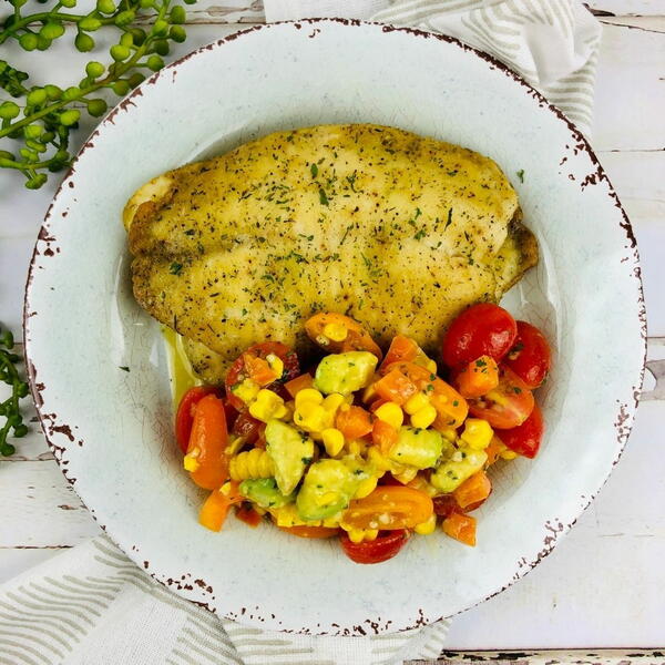 Oven Baked Haddock With Corn Salad Oven Baked Haddock With Corn Salad