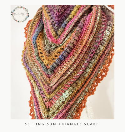 Setting Sun Triangle Crochet Scarf