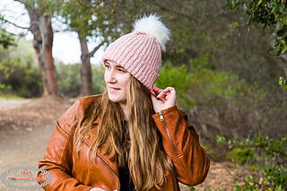 Knit Look Hat With Pom Pom Knit Look Hat With Pom Pom