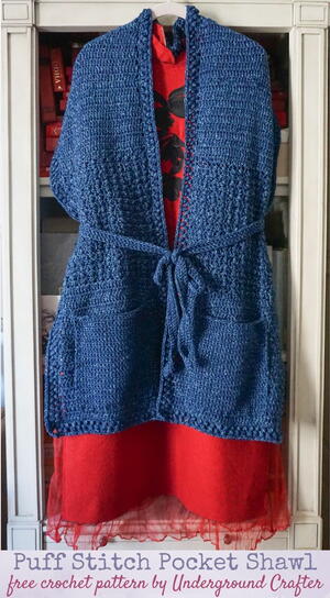 Puff Stitch Pocket Shawl Puff Stitch Pocket Shawl