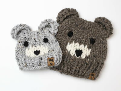 Bear Ears Face Toque Winter Beanie Hat 