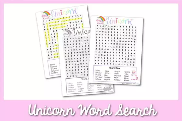 Printable Unicorn Word Search Printable Unicorn Word Search