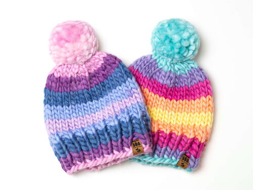 Self Striping Beanie Hat Toque Self Striping Beanie Hat Toque