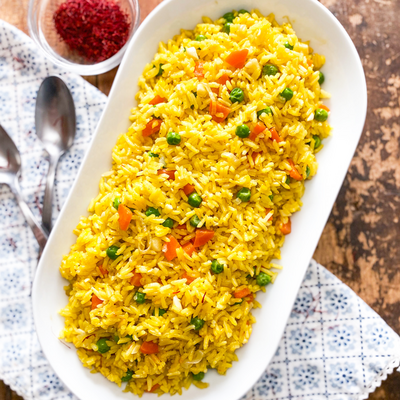 Quick & Easy Garlicky Saffron Rice | 30 Minute One-pan Recipe