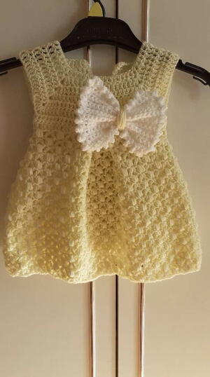 Crochet Pleated Baby Dress Crochet Pleated Baby Dress