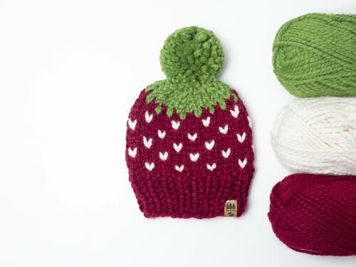 Strawberry Hat Pompom Beanie Toque Strawberry Hat Pompom Beanie Toque