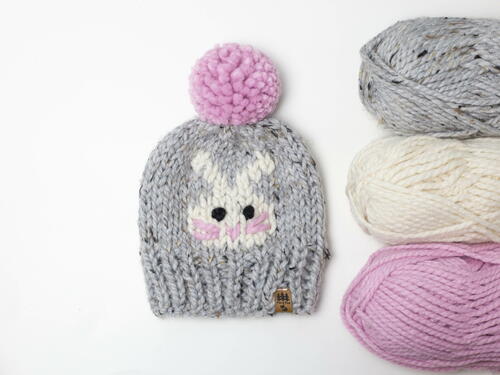 Bunny Hat Pompom Toque Easter Spring Bunny Hat Pompom Toque Easter Spring