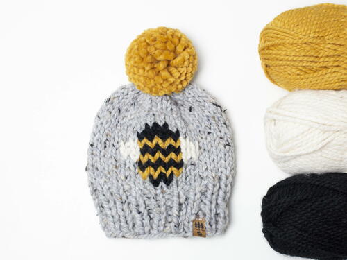 Bee Hat Pompom Toque Beanie Chunky Bee Hat Pompom Toque Beanie Chunky