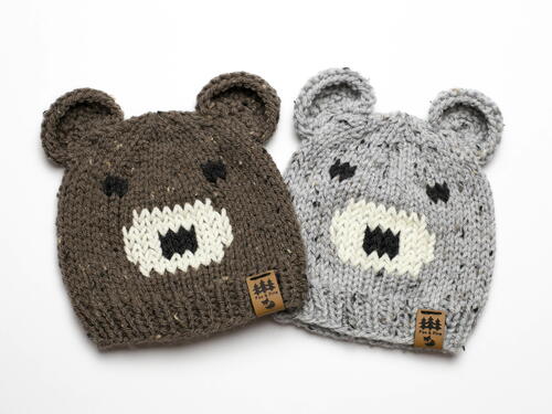 Bear Ears Face Hat Beanie Toque Woodland Animal Bear Ears Face Hat Beanie Toque Woodland Animal