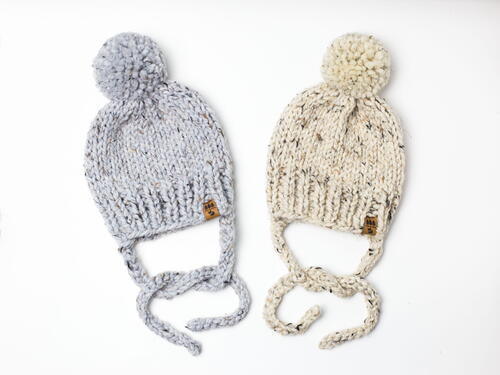 Side Ties Hat Pompom Toque Side Ties Hat Pompom Toque