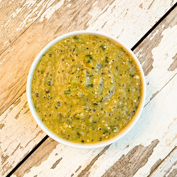 Roasted Tomatillo and Hatch Chile Salsa