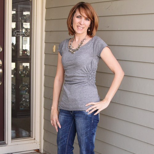 DIY Side Gathered Shirt from Men's Shirt DIY Side Gathered Shirt from Men's Shirt