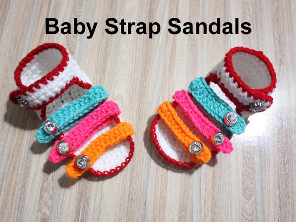 New Arrival Baby Crochet Flap Sandals Multicolours Strips New Arrival Baby Crochet Flap Sandals Multicolours Strips