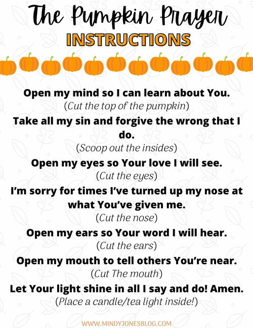 Free Printable Pumpkin Prayer For Kids Free Printable Pumpkin Prayer For Kids