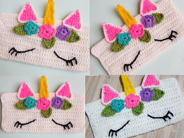 Crochet Unicorn Model Pencil Case Crochet Unicorn Model Pencil Case