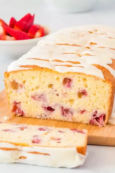 Strawberry Bread with Sweet Cream Glaze Strawberry Bread (with Sweet Cream Glaze!)