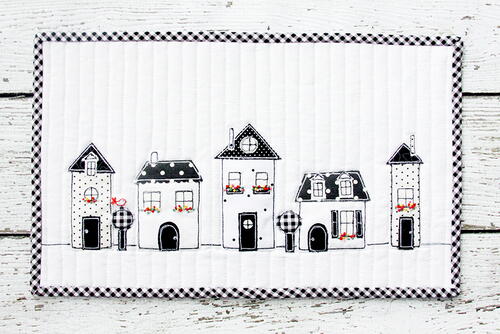 Black and White Neighborhood Mini Quilt Black and White Neighborhood Mini Quilt