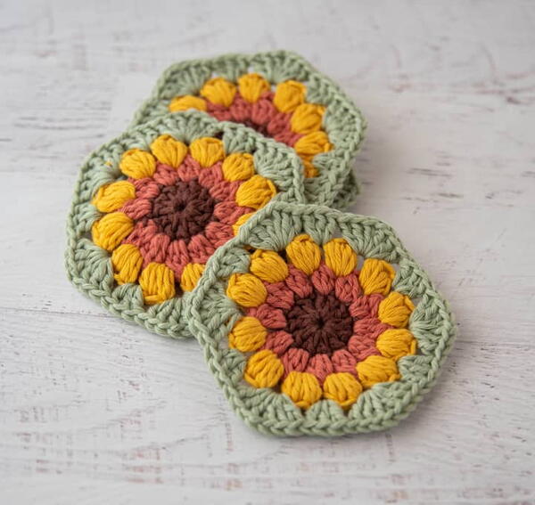 Crochet Sunflower Coasters Crochet Sunflower Coasters