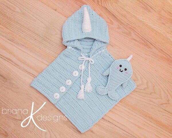 Narwhal Crochet Poncho Buddy Narwhal Crochet Poncho & Buddy