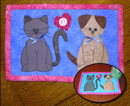 Puppies and Kittens Mug Rug Tutorial Puppies and Kittens Mug Rug Tutorial