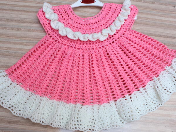Crochet Baby Pineapple Frock Ruffles Dress Fast Easy Pattern Crochet Baby Pineapple Frock Ruffles Dress Fast Easy Pattern