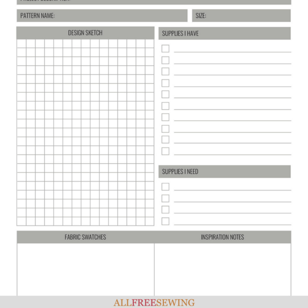 Sewing Project Plan Printable PDF Sewing Project Plan Printable PDF