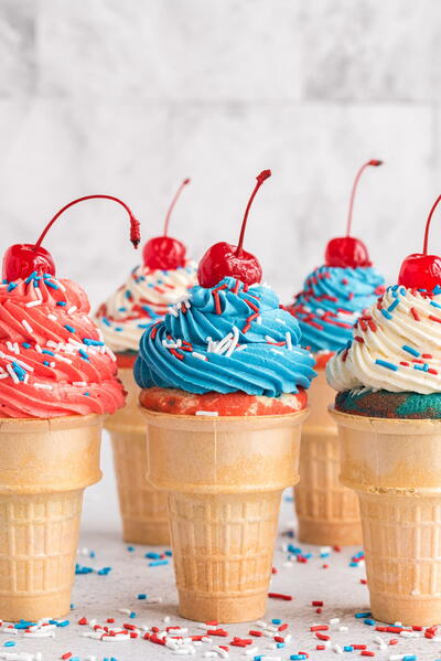 Patriotic Ice Cream Cone Cupcakes Patriotic Ice Cream Cone Cupcakes