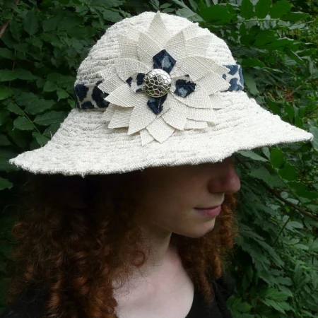 Summer Sun Hat Made From Strips of Fabric