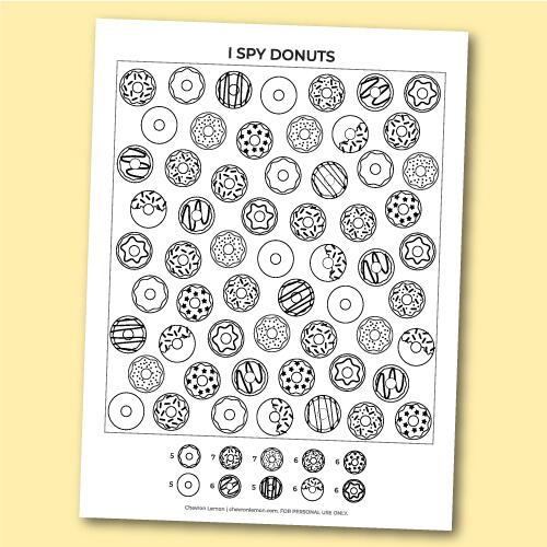 Printable I Spy Donuts Printable I Spy Donuts
