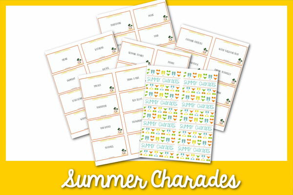 Summer Charades Printable Cards Summer Charades Printable Cards