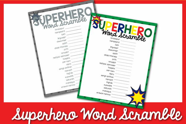 Free Superhero Word Scramble Free Superhero Word Scramble